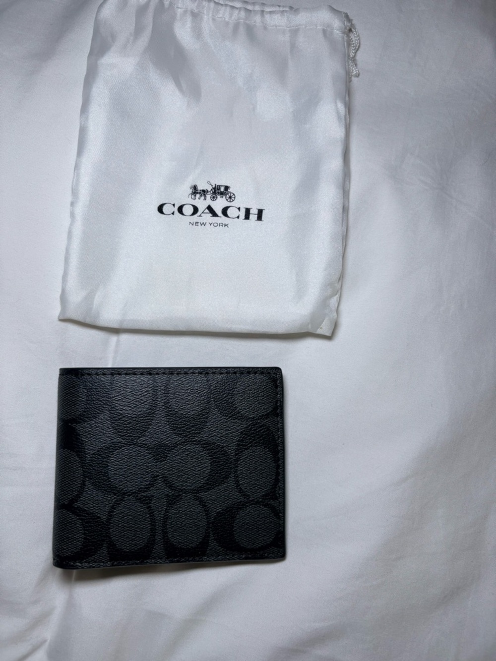 COACH Black Signature Men's Bi-Fold Card & Key Wallet